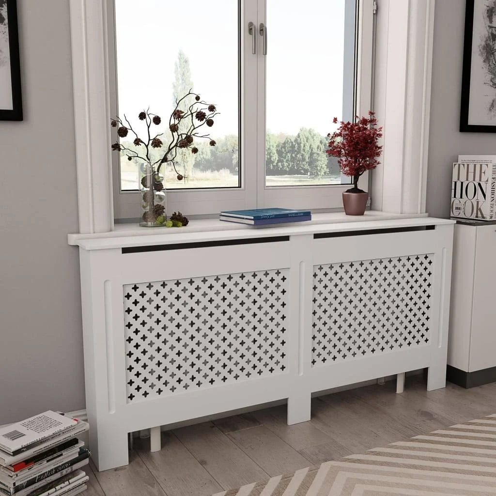 White 2 Pcs MDF Radiator Covers B541579