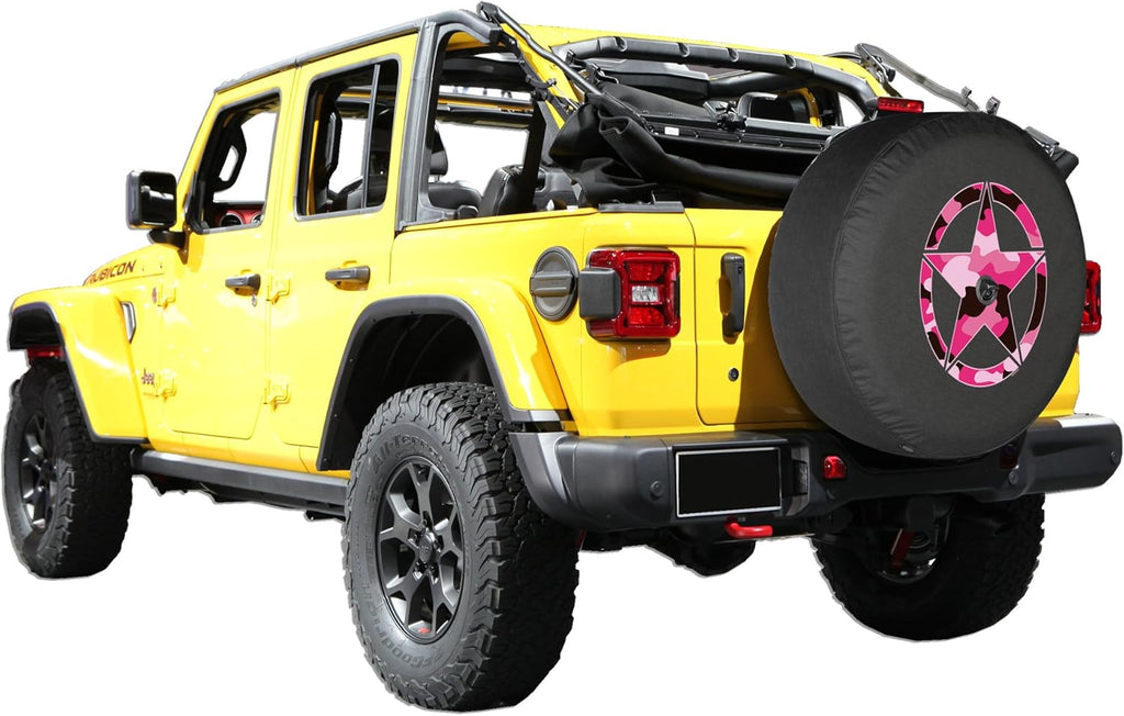 Pink Print Soft JL Tire Cover for Jeep Wrangler with Back-up Camera Pack of 2 Z3032