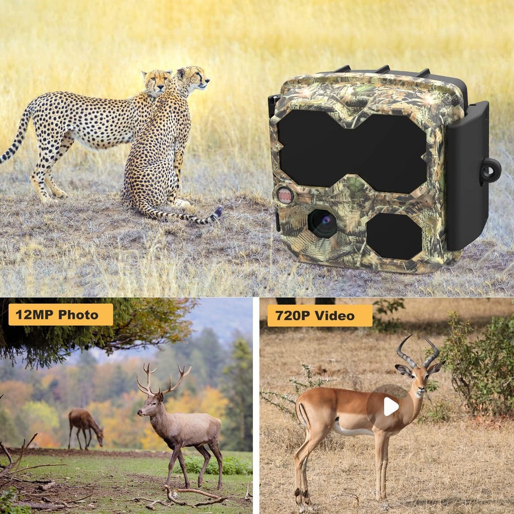 Pack of 2 Mini 12MP 1080P Waterproof Game Camera with Night Vision Motion Activated Video Cam I496569