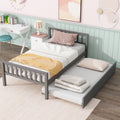 Gray Twin Size Wood Platform Bed with Trundle N3634