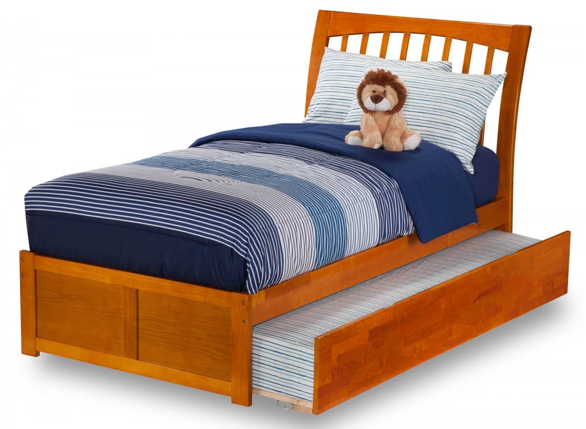 Caramel Latte Twin Flat Panel Bed with Trundle Y612161