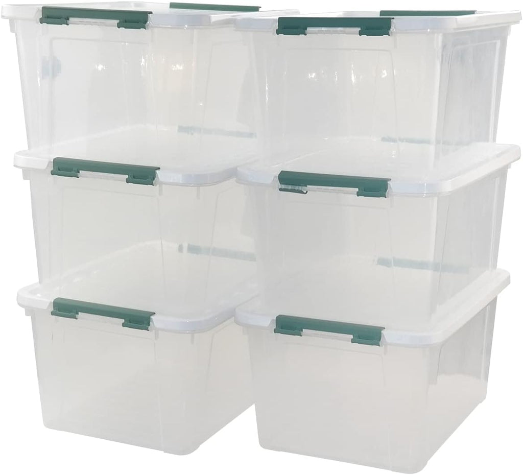 20 Quart Clear Plastic Bin with Lid, 6 Packs I386457