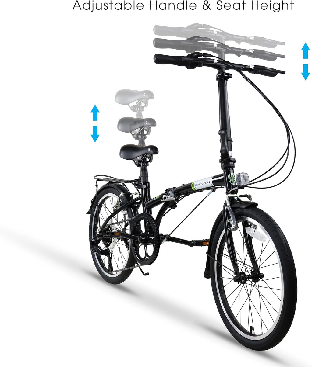 Black 20” Steel Frame 6-Speed Folding Bike J287