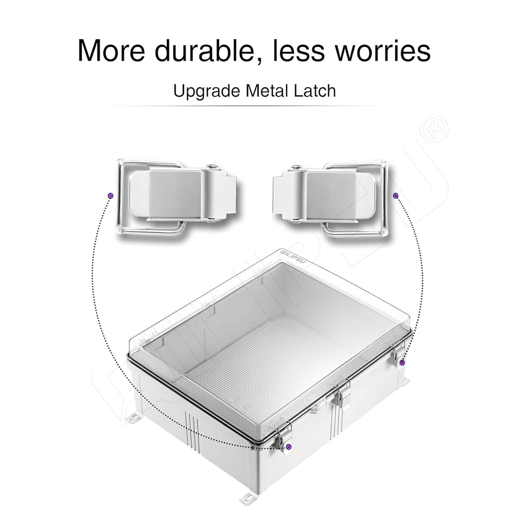 Clear Hinged Cover Junction Box with Mounting Plate, IP67 Waterproof ABS Plastic Grey U6795