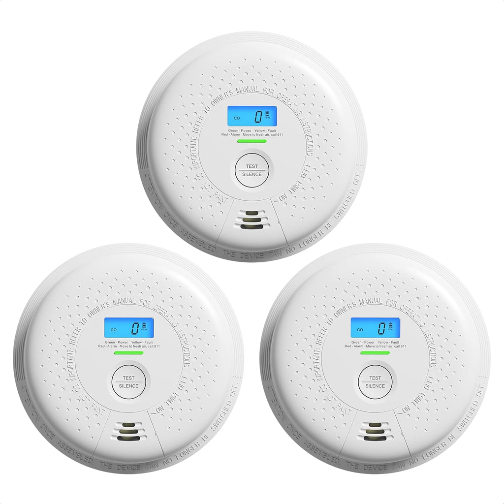 10-Year Battery Smoke and Carbon Monoxide Detector Alarm with LCD Display, Dual Sensor T511387