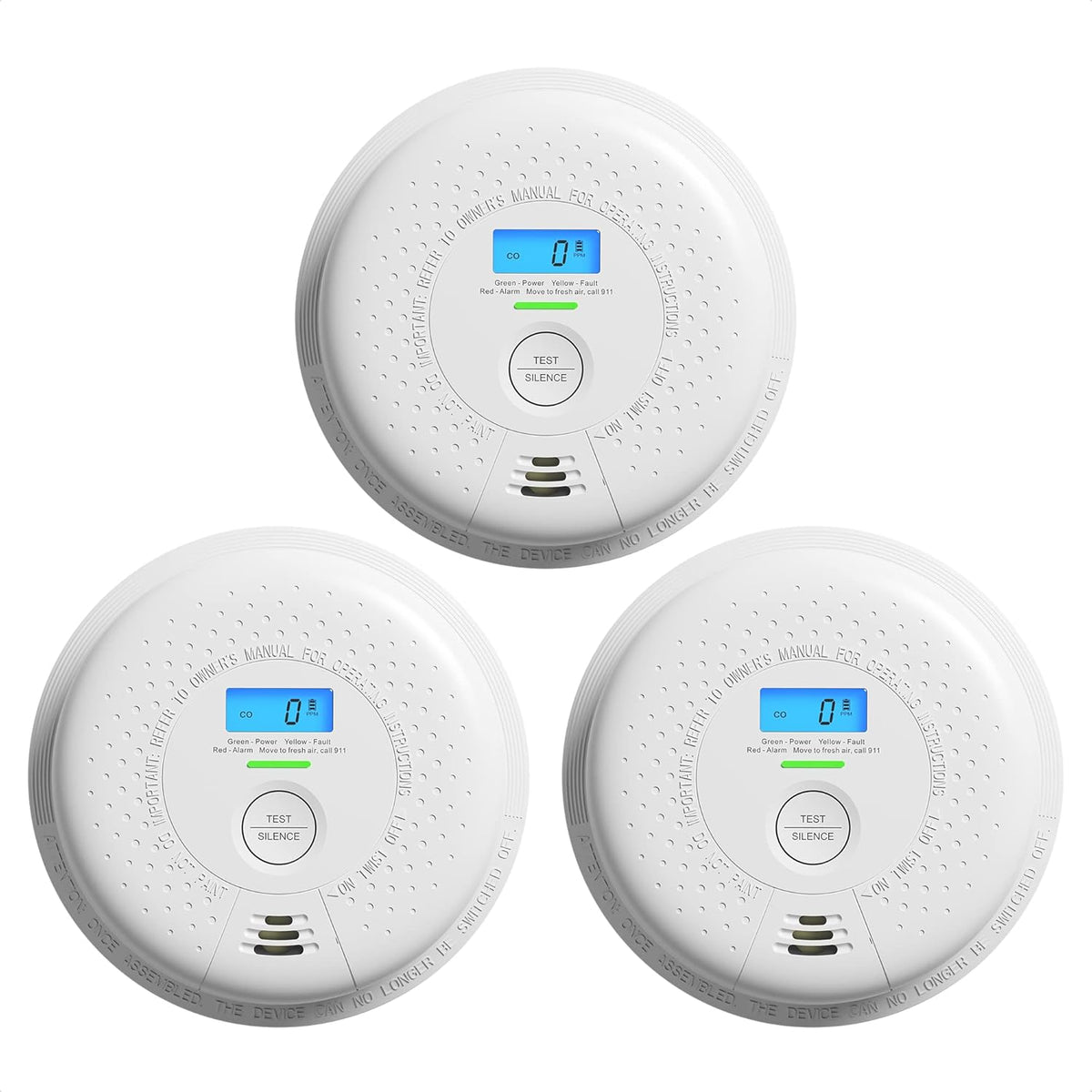 10-Year Battery Smoke and Carbon Monoxide Detector Alarm with LCD Display, Dual Sensor T511387