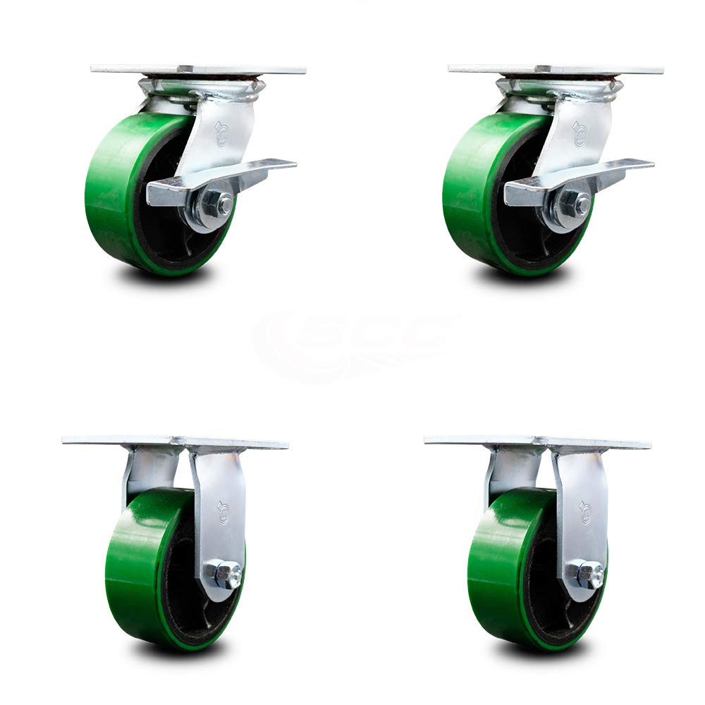 Pack of 2 Swivel Caster with 8 x 2 Green Wheel N436