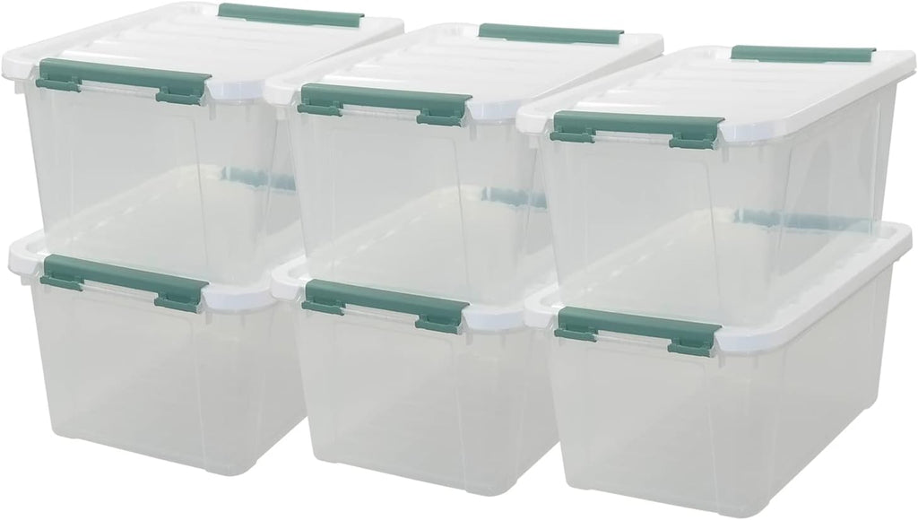 20 Quart Clear Plastic Bin with Lid, 6 Packs I386457