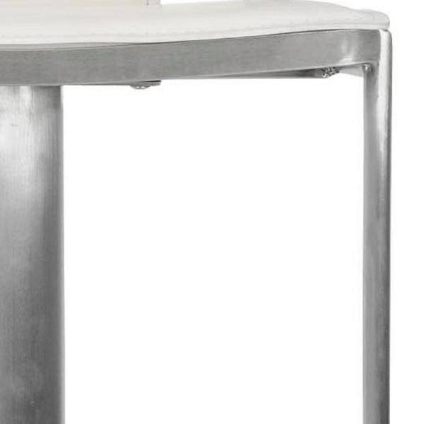 White Leather Seat Stainless Steel Adjustable Bar Stool W2300