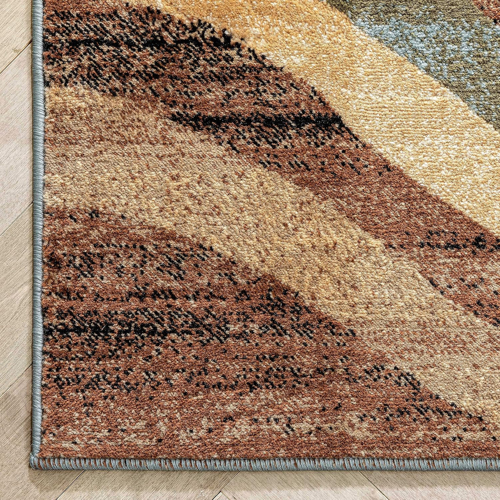 Blue Brown Geometric Area Rug 9x13 M2818