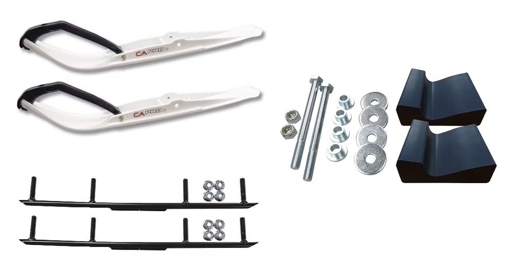 White Razor Snowmobile Skis with 4" Round Bars Complete Kit A690633