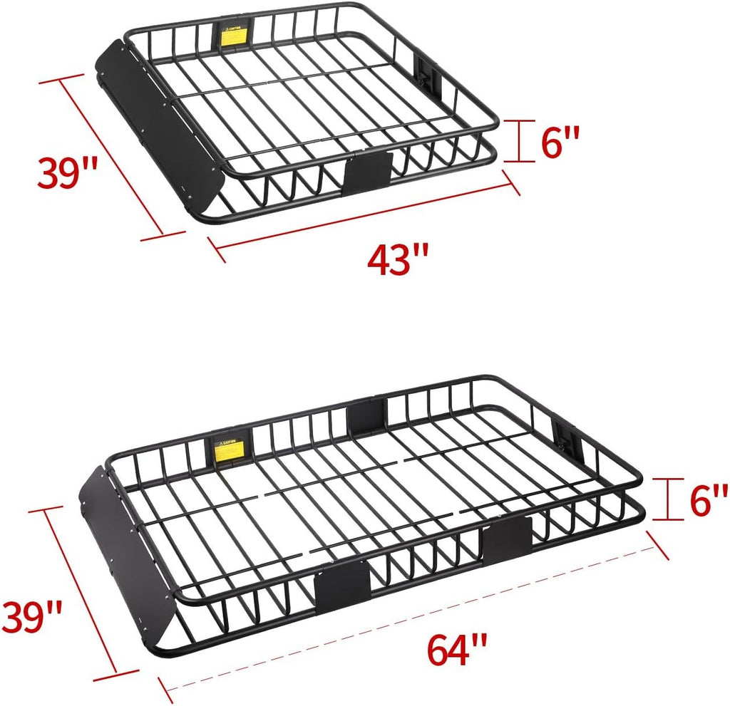 Roof Rack Cargo Basket Set with Cargo Net and Bungee Net R831728