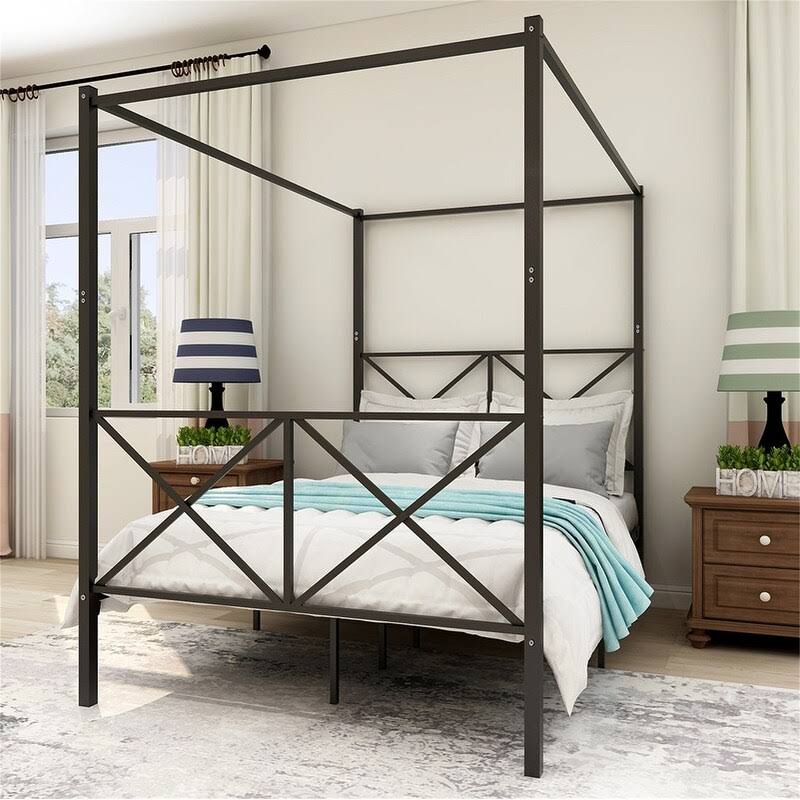 Black Full Size Canopy Bed Frame F4470