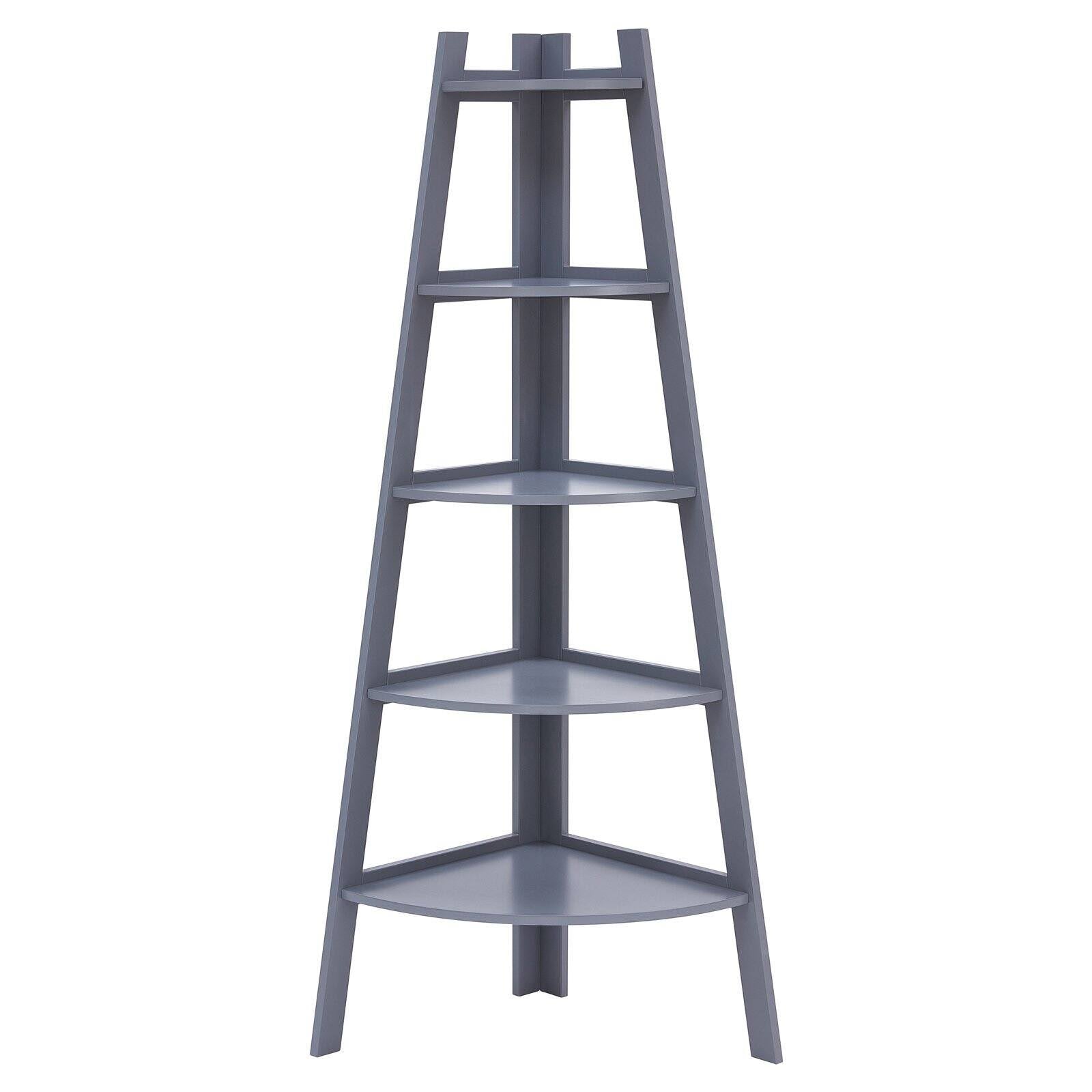 Gray 5-Tier Corner Ladder Bookcase X544573