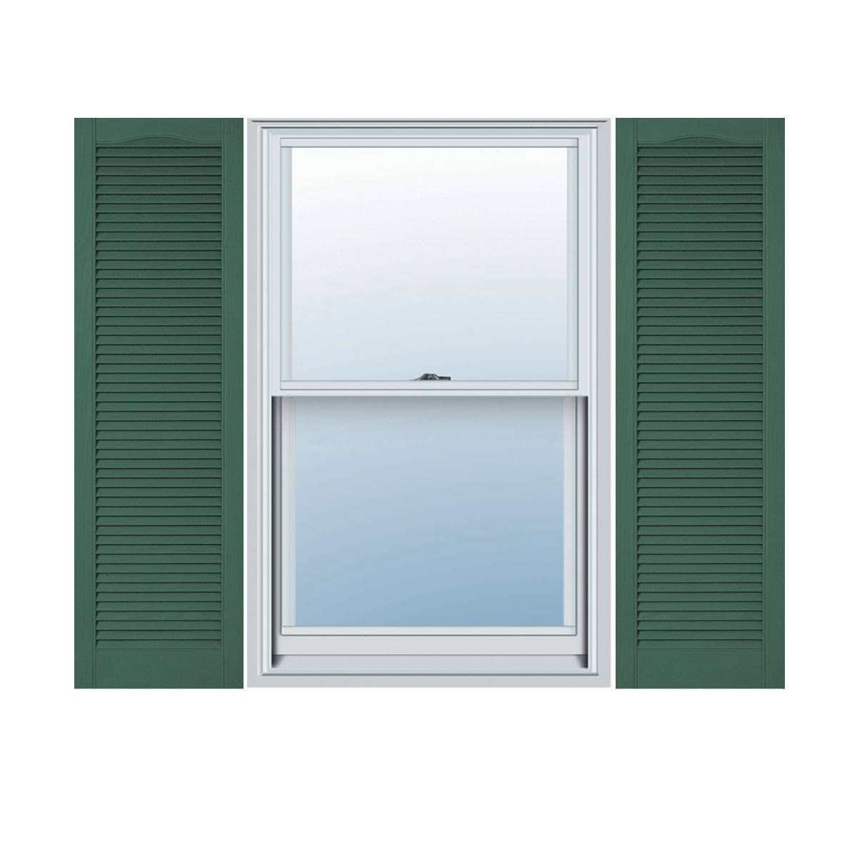 18 inchw x 59 inchh Vinyl Open Louver Shutters with Shutter-Loks, Forest Gre Q24599