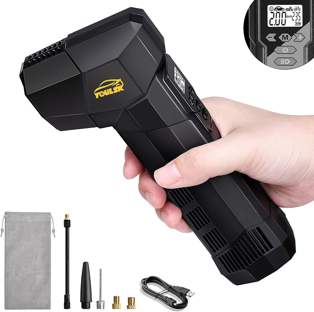 Electric Handheld Tire Inflator, 6000mAh Rechargeable Cordless Bike Pump, Portable Air Compressor with Digital Display W8766