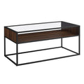 Metal and Glass Coffee Table with Open Shelf Dark Walnut X79002
