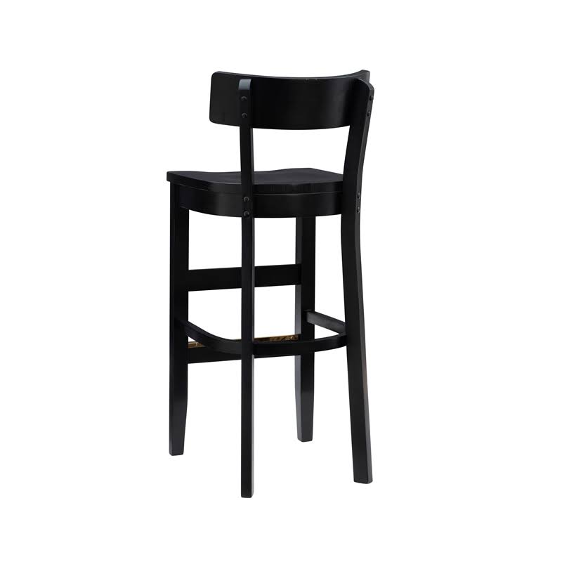 Solid Wood Set of Two Barstools in Black X47782