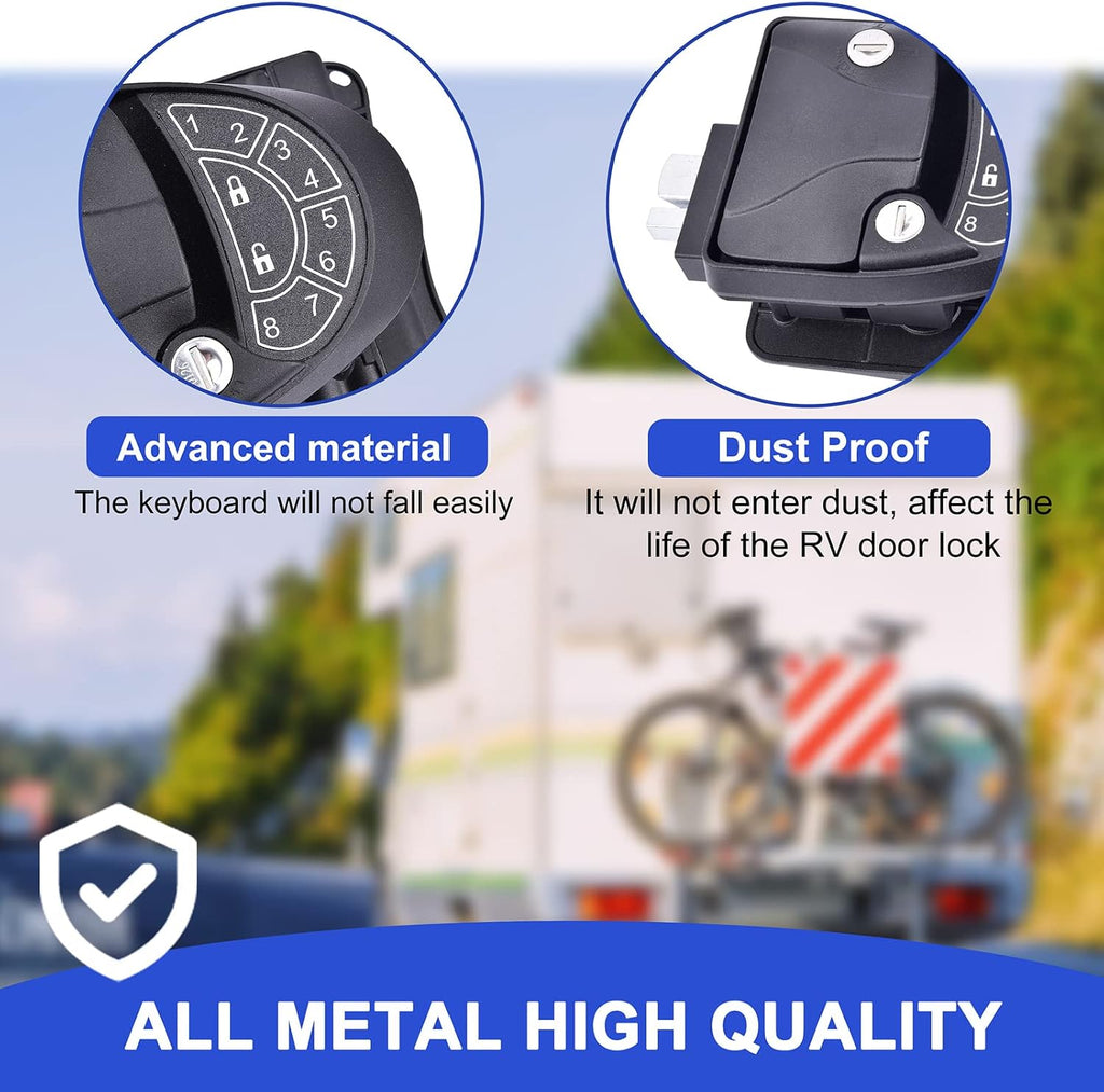 Waterproof & Shockproof RV Keyless Entry Door Lock with 2 Key Fobs and Backlit Keypad 100% Metal I791
