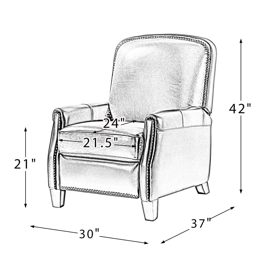 Navy Leather Recliner Armchair with Birch Wood Legs P930023