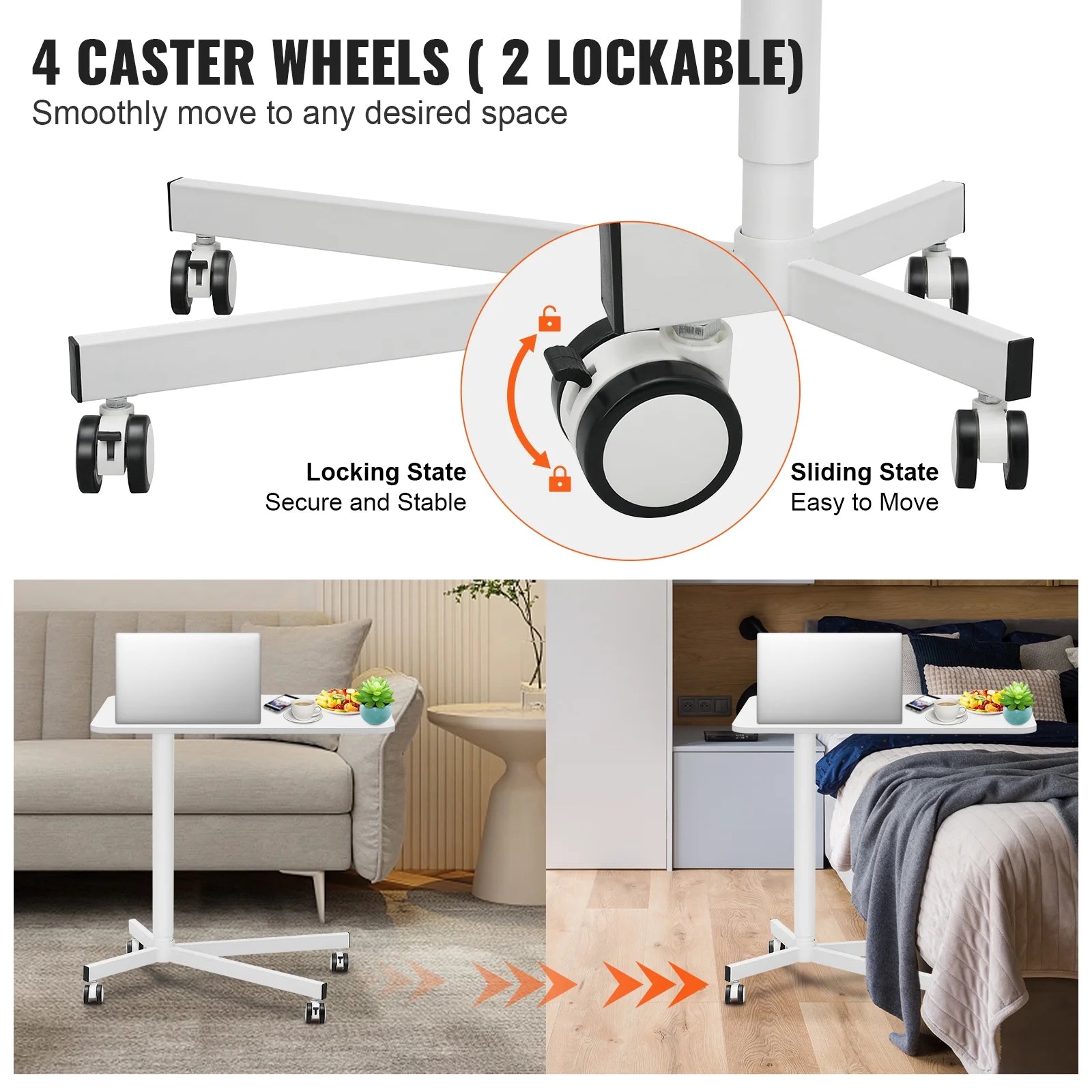 Mobile Standing Desk with 360° Swivel Wheels W8704