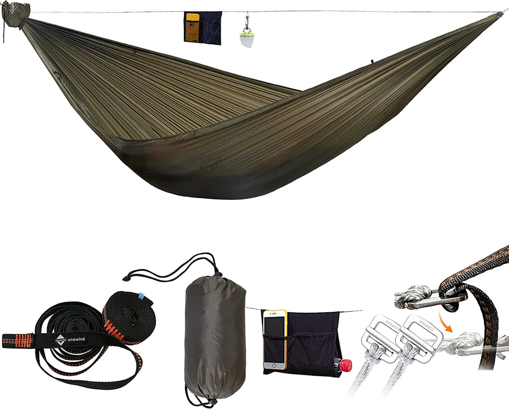 Olive Green Camping Hammock with Tree Straps S4457