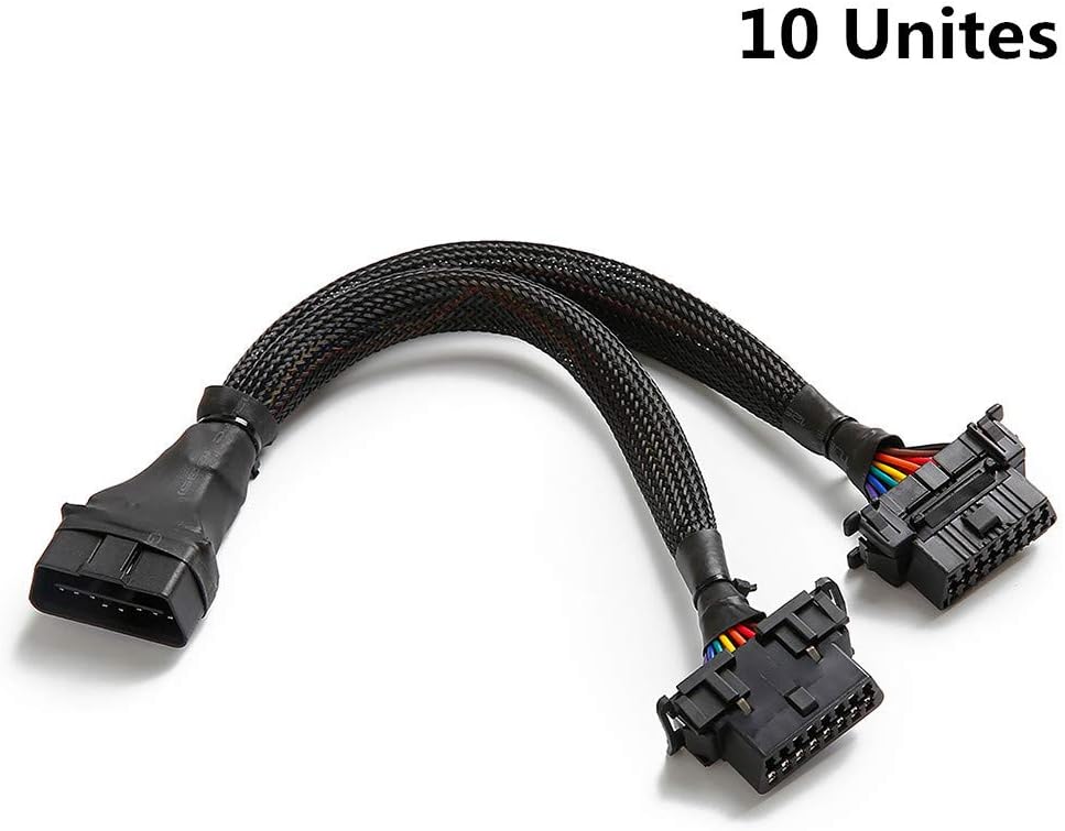 OBD2 16 Pin Splitter Extension Cable Adapter 1FT 10 Pack Y9319