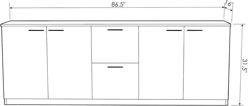 Polished Walnut Cabinet Credenza R175