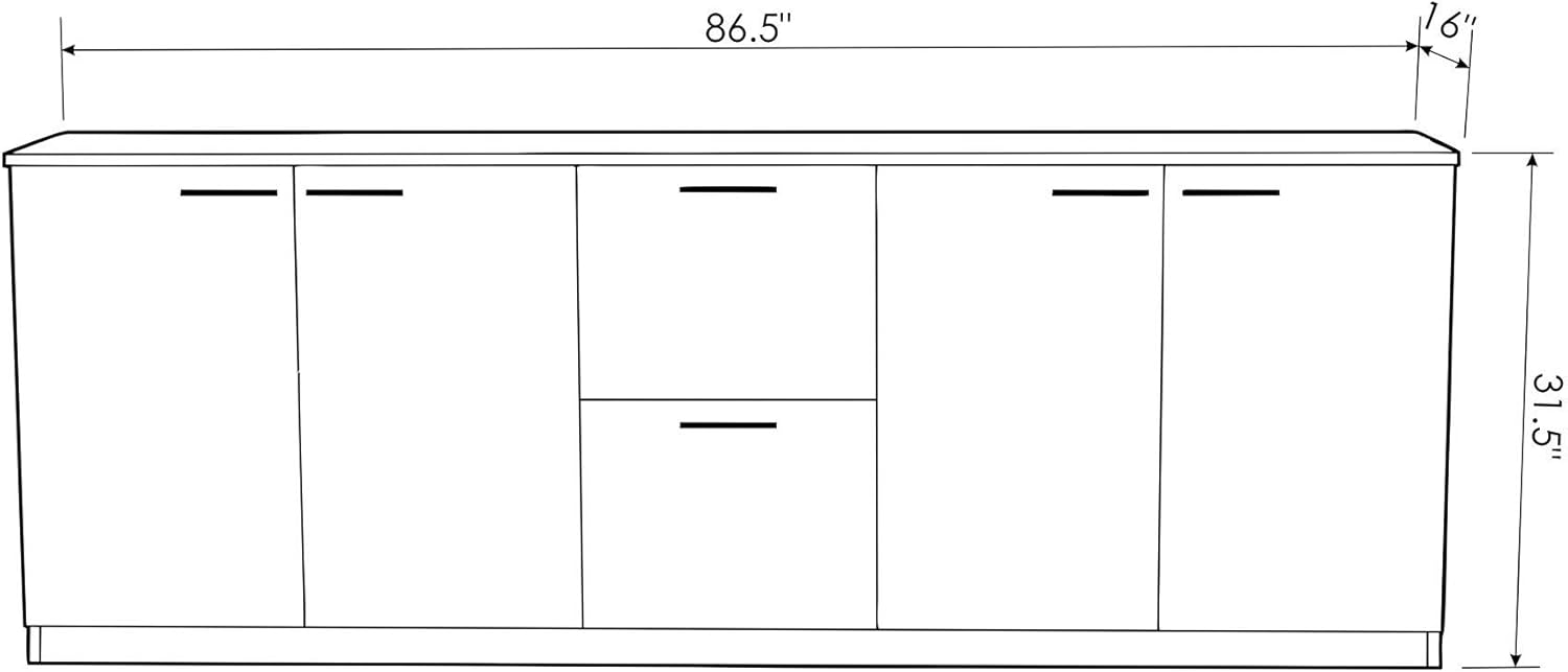 Polished Walnut Cabinet Credenza R175