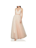 Pink Beaded Spaghetti Strap V Neck Full-Length Prom Gown Dress S2603