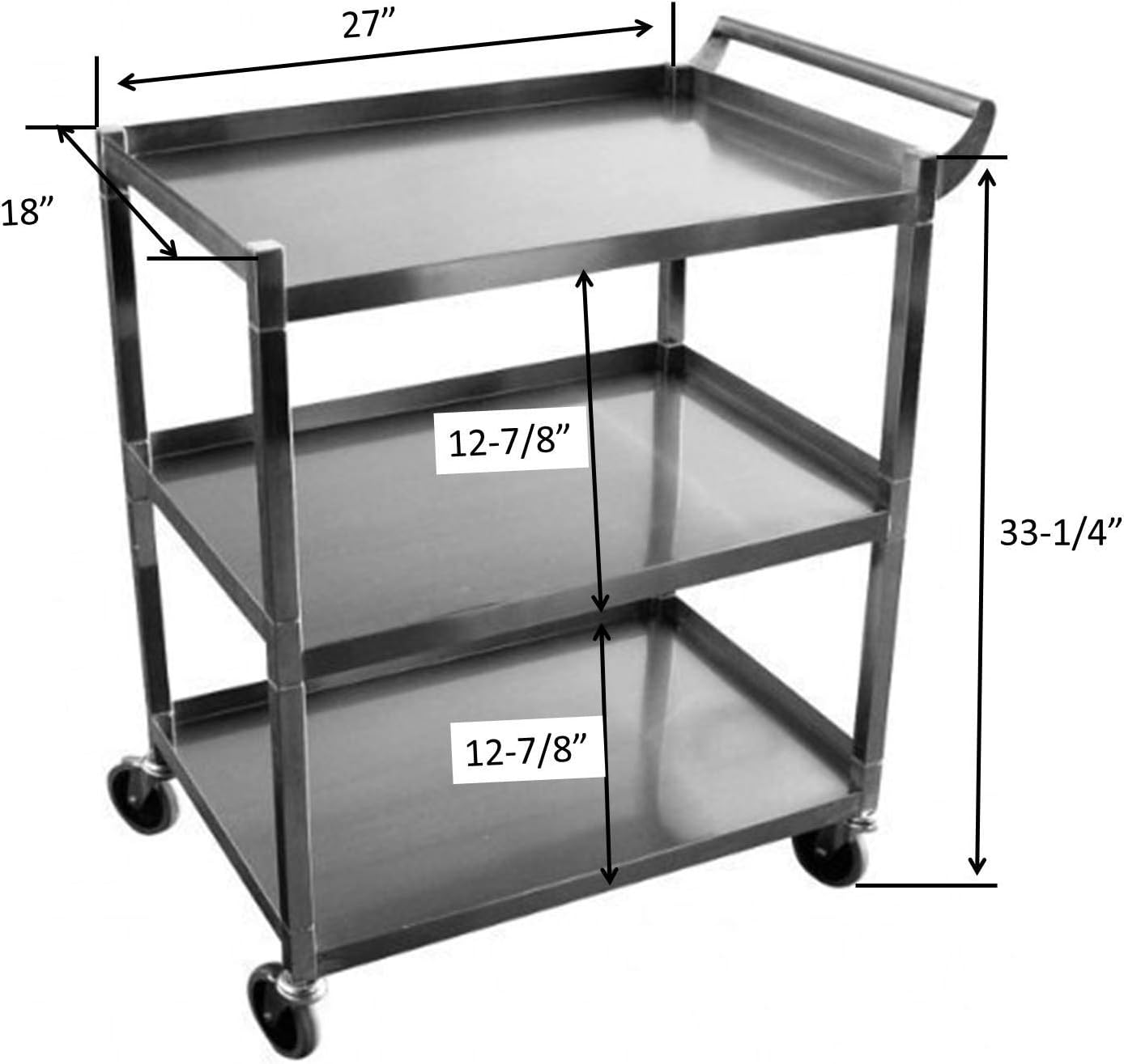 Stainless Steel Utility Cart with 5-Inch Swivel Casters Q3191