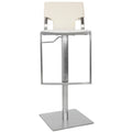 White Leather Seat Stainless Steel Adjustable Bar Stool W2300