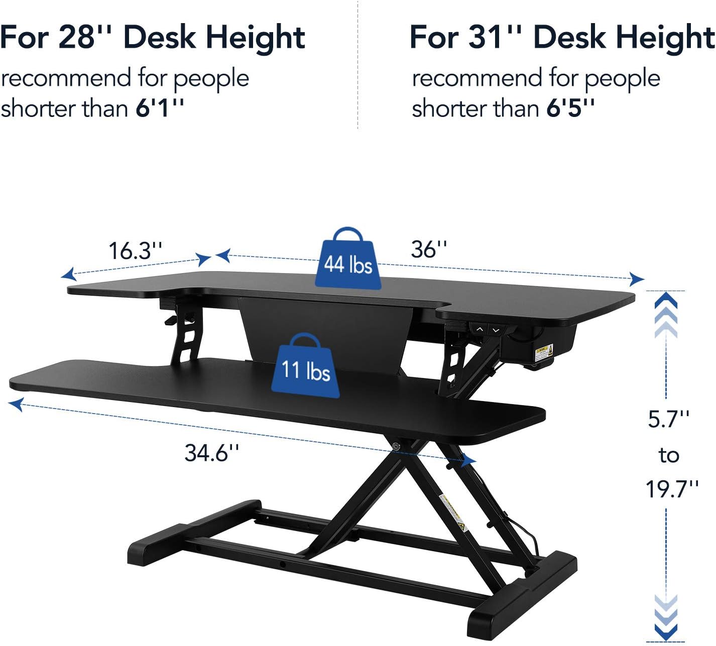 Black Electric Standing Desk Converter R771