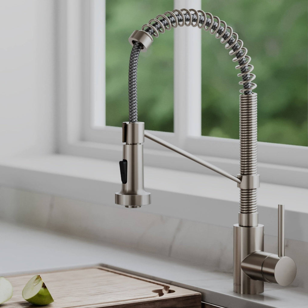 Commercial Kitchen Faucet with Soap Dispenser, Spot Free Stainless Steel V30502