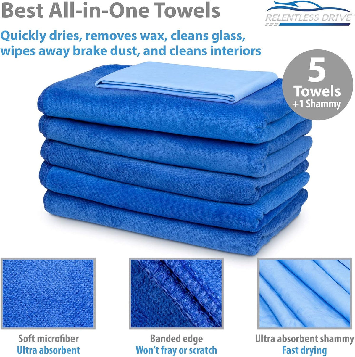 Large Car Drying Towel 24” x 60” (5 Pack) Microfiber Towels L204297