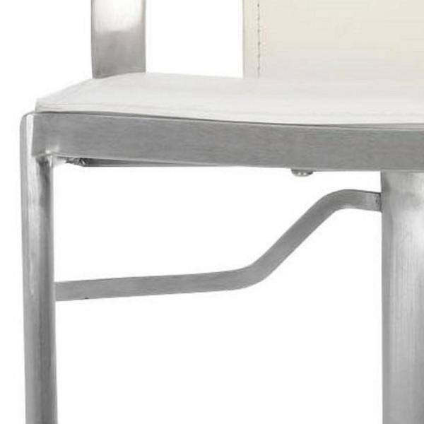 White Leather Seat Stainless Steel Adjustable Bar Stool W2300
