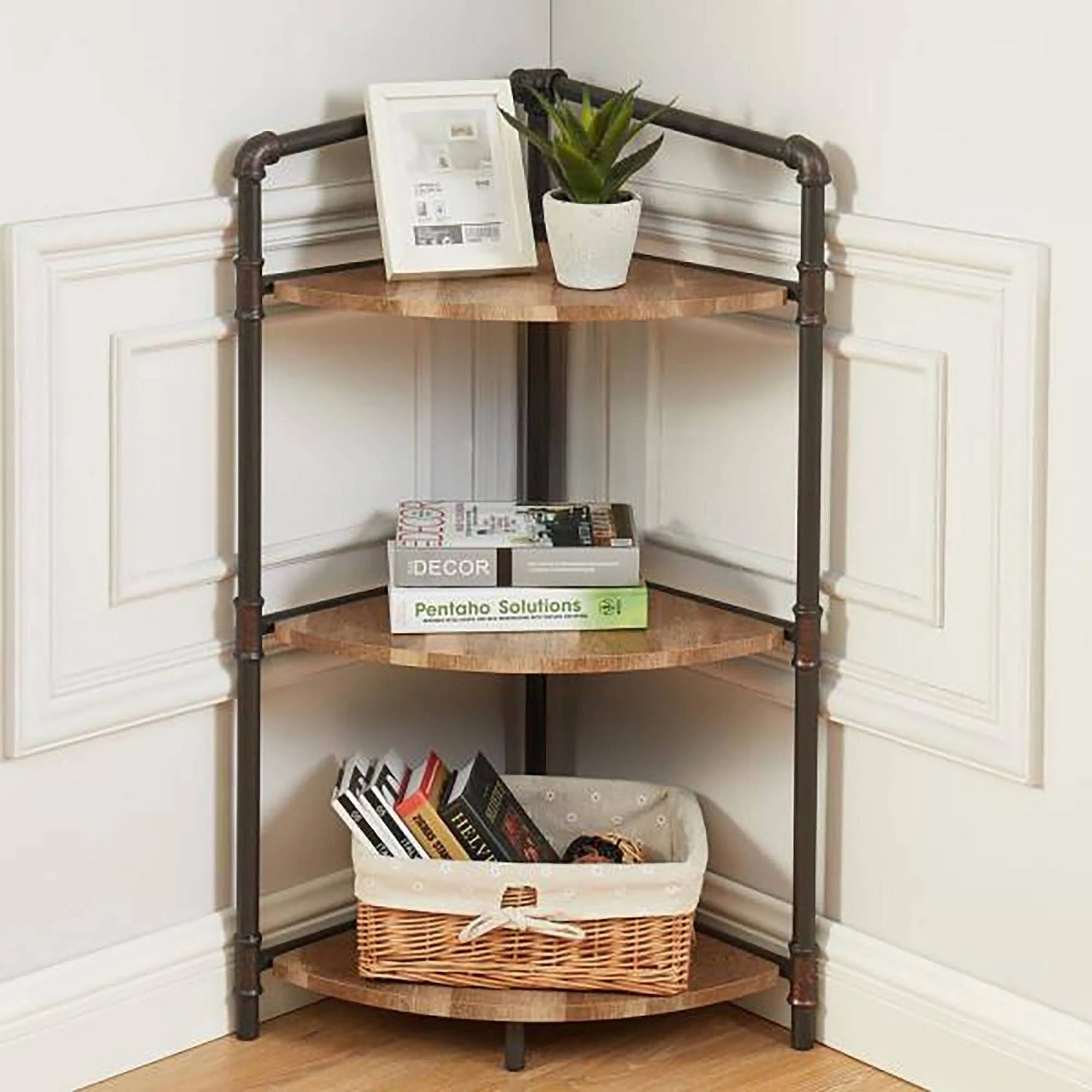 3 Tier Corner Bookshelf Sand Black/Light Pure Copper M730882
