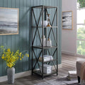Slate Gray Metal 4-Shelf Etagere Bookcase P261