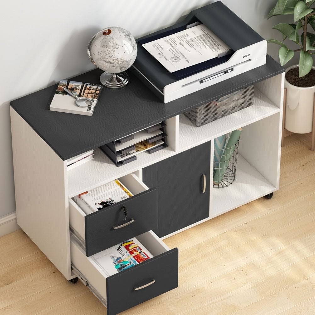 Black & White 2 Drawer Mobile File Lateral Cabinet N4512