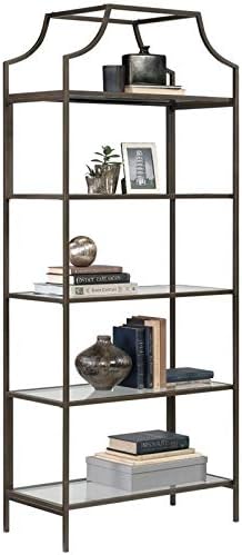 2 Piece 5 Shelf Metal Bookcase Set in Bronze V57993