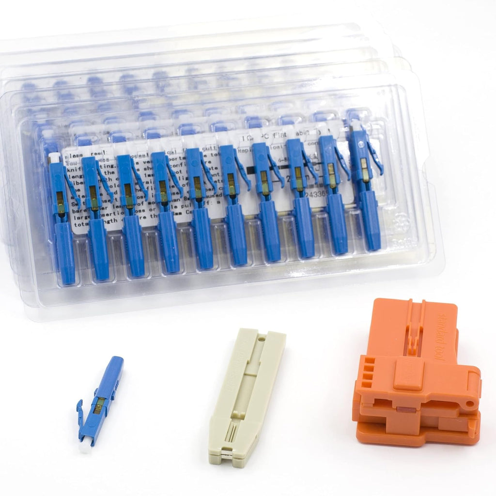 10pcs LC UPC Fiber Optic Quick Connector with Matched Tools Single Mode 9/125 for 900um Cable M60878
