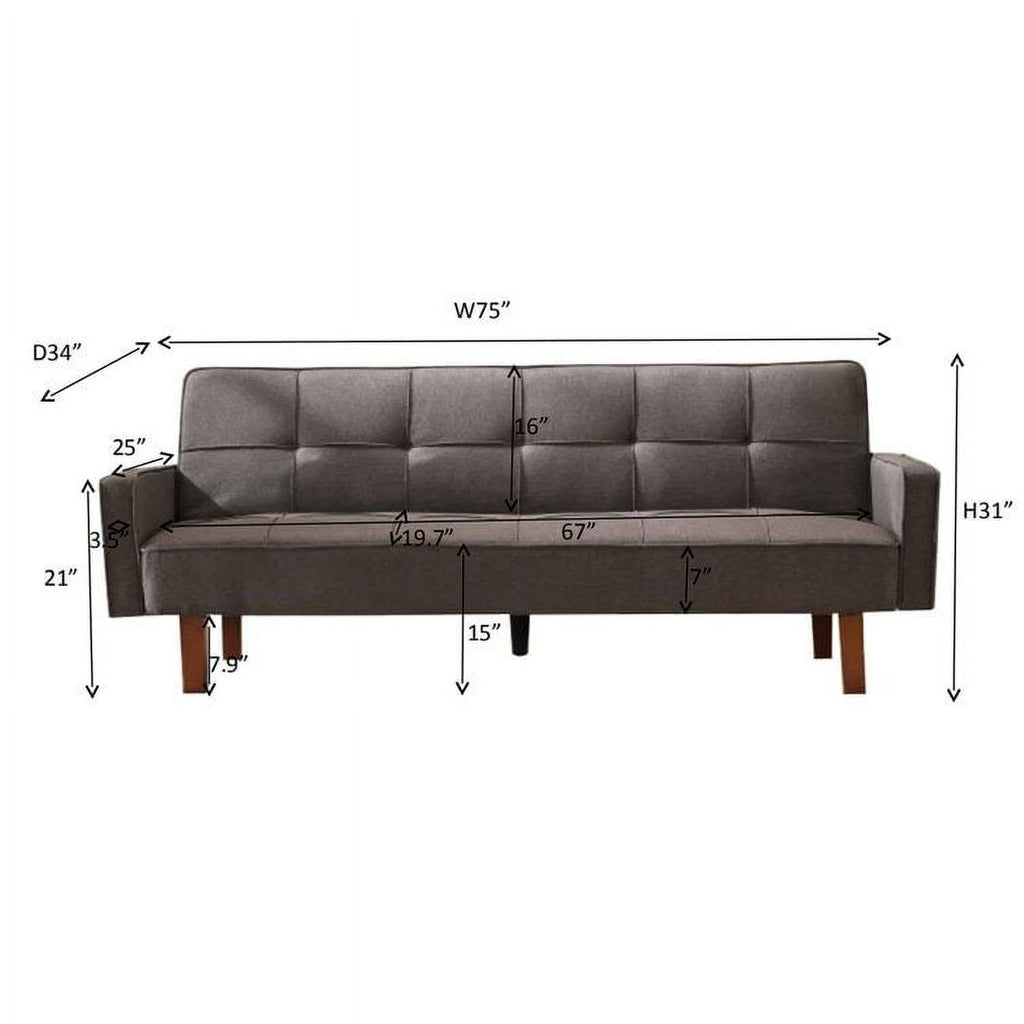 Grey Linen Square Arm Sofa Bed Z464