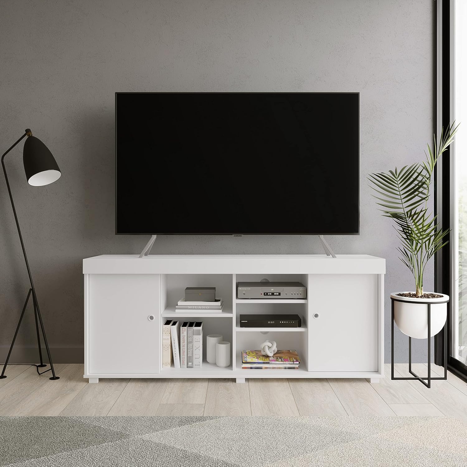 White TV Storage Entertainment Stand V7597