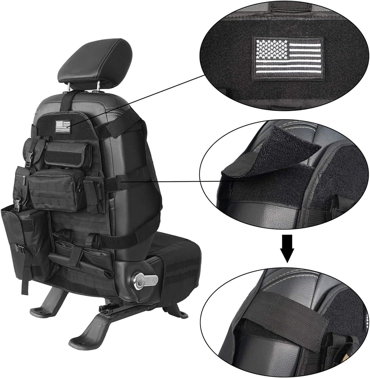 Tactical Seat Organizer with Storage Bag Multi Pocket Molle Pouch C4896
