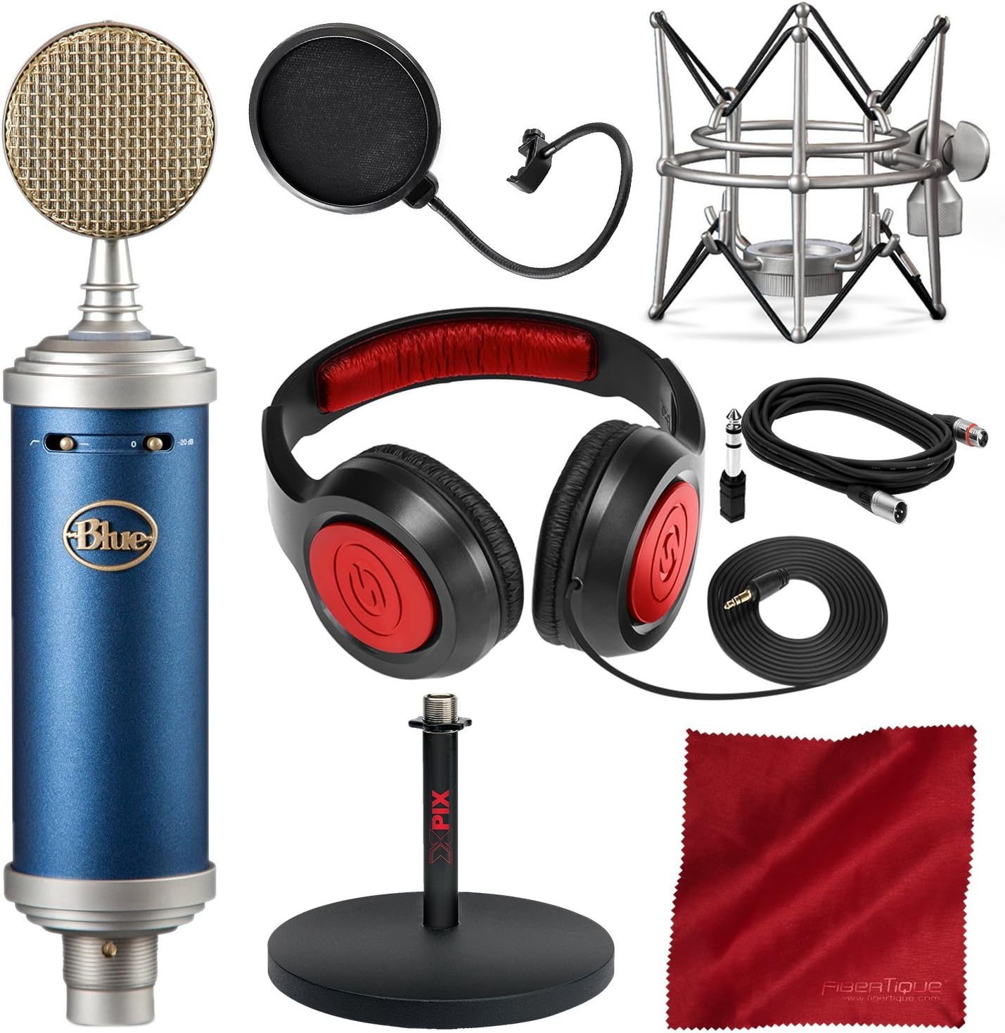 Large-Diaphragm Condenser Microphone with Closed-Back Headphones and XLR Cable W8601