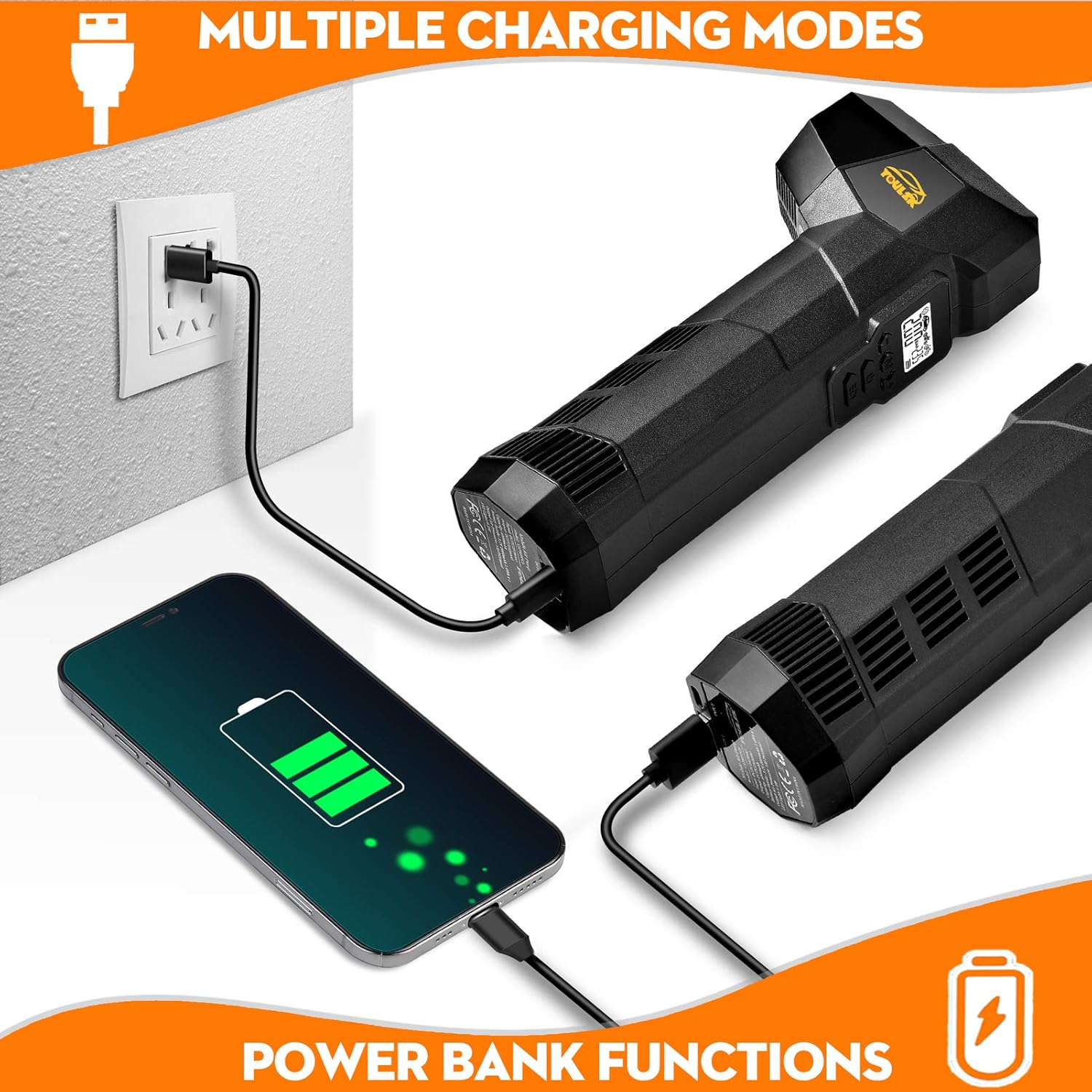 Electric Handheld Tire Inflator, 6000mAh Rechargeable Cordless Bike Pump, Portable Air Compressor with Digital Display W8766
