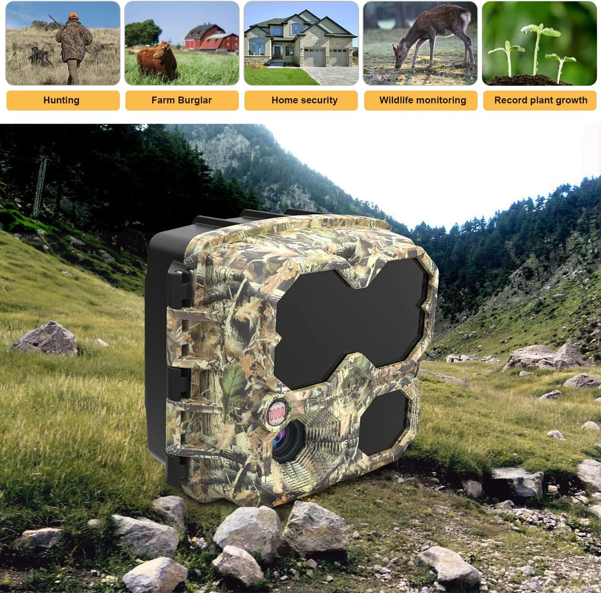 Pack of 2 Mini 12MP 1080P Waterproof Game Camera with Night Vision Motion Activated Video Cam I496569