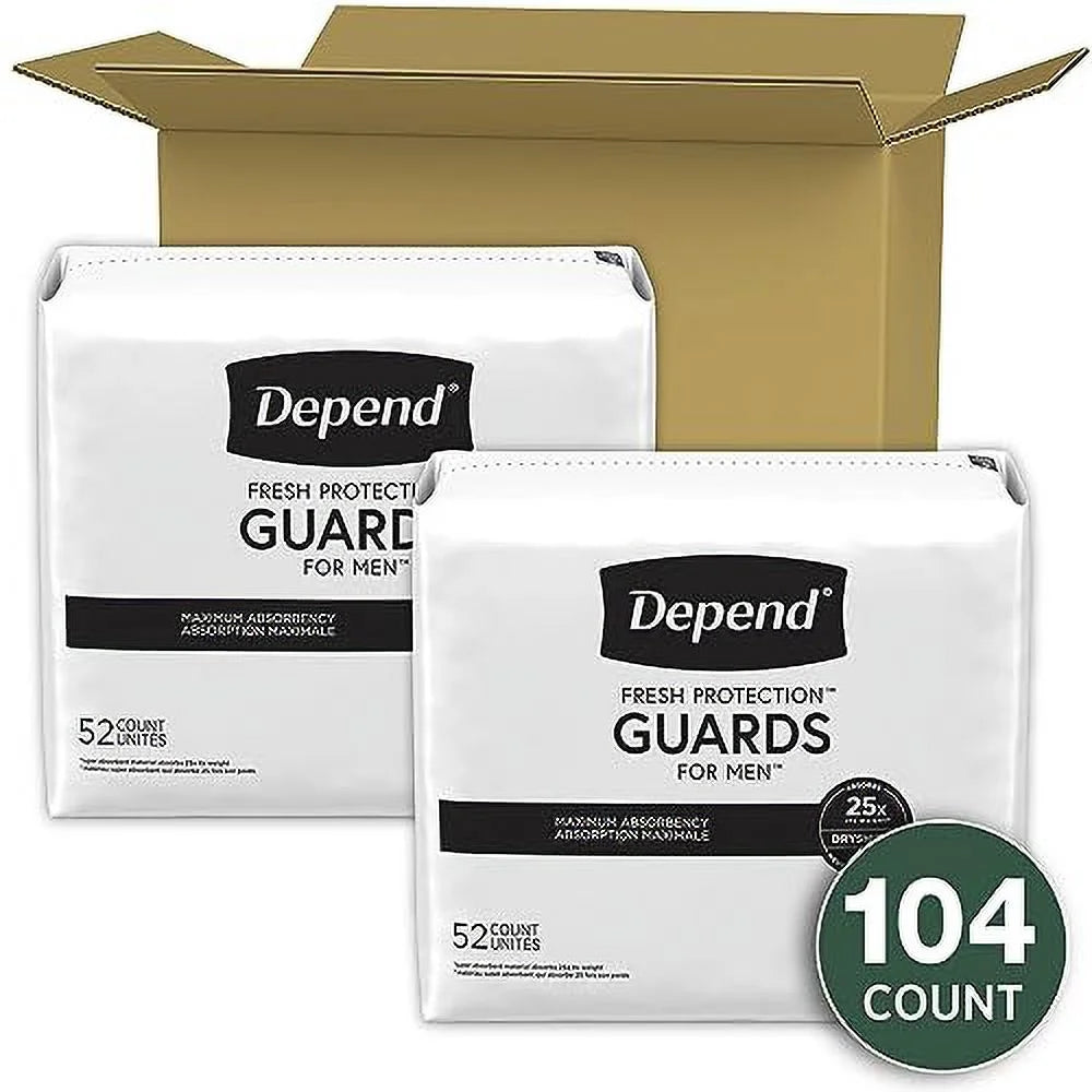 Incontinence Pads for Men, Maximum Absorbency, 104 Count C13592
