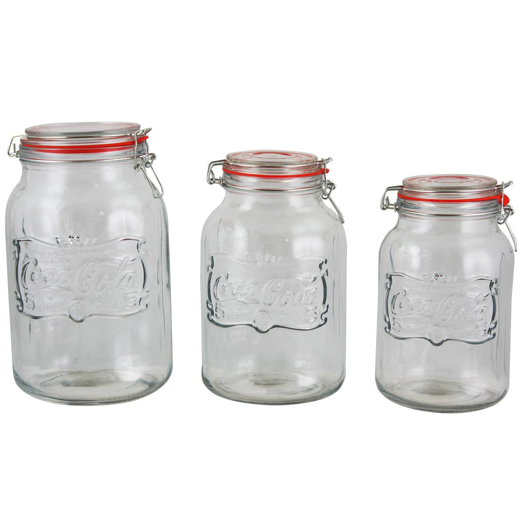 3 Piece Embossed Glass Preserving Storage Jar C567