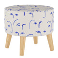Round Ottoman with Splayed Legs Klein Blue W12105